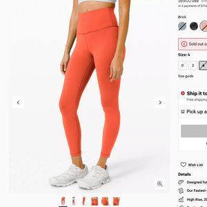 NWT Lululemon Wunder Train 25” - Size 4, Brick